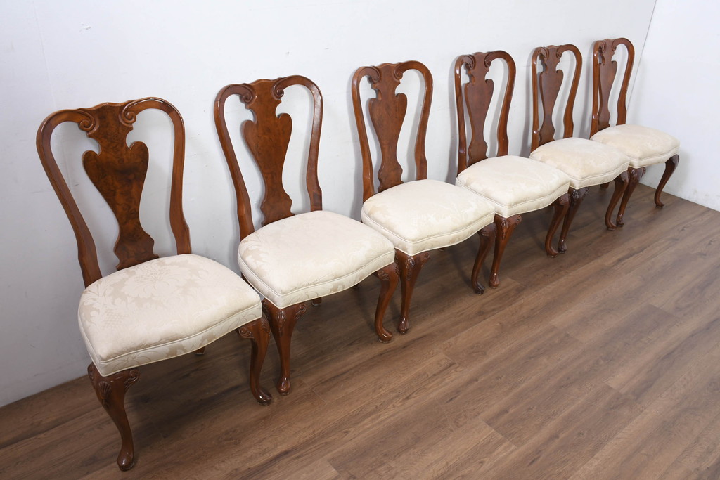 中古　美品　最高級アメリカ家具ブランド　JOHN WIDDICOMB(ジョン・ウィディコム)　マホガニー材　格式高い空間を演出するダイニングチェア6脚セット(アームレスチェア、ダイニングチェア、椅子、イス、バラ売り可能)(定価6脚で約144万円)(R-081917)