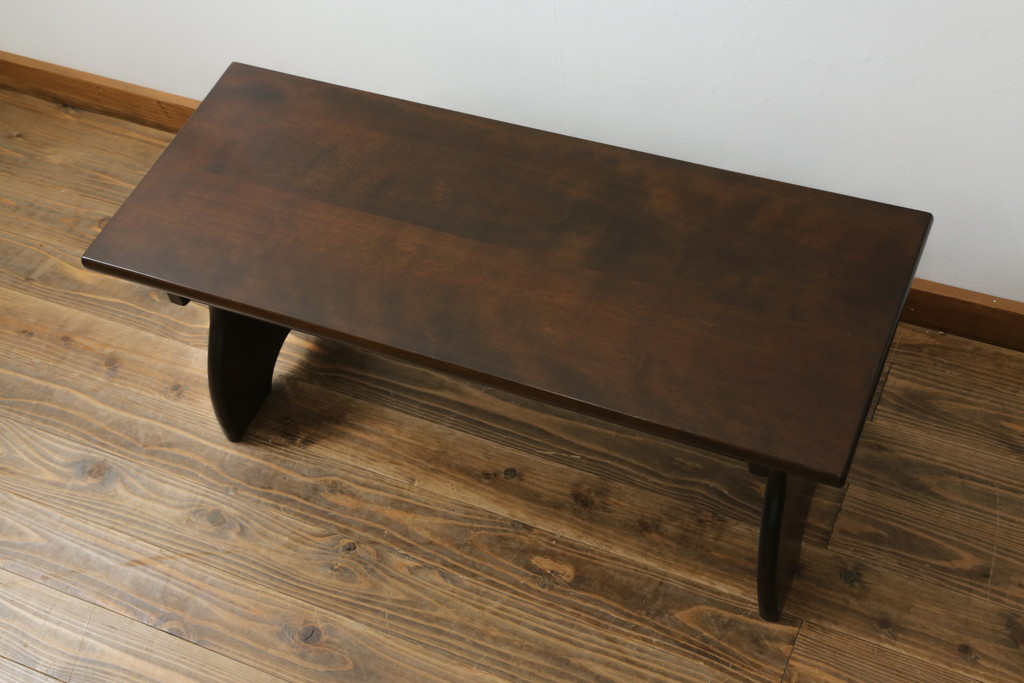 中古　美品　松本民芸家具　深みのある色合いが美しいスツールテーブル(ベンチ、長椅子、板座チェア、椅子、イス)(定価約14万円)(R-070539)