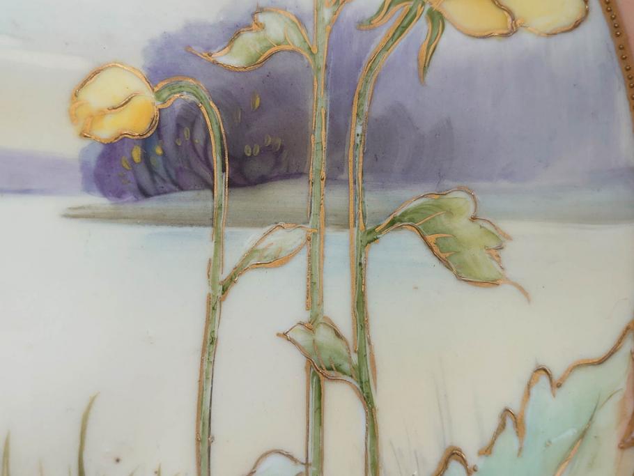 オールドノリタケ　NORITAKE　金彩　花　ハンドル付　柔らかな色彩が美しいボウル(M-NIPPON印、風景、ハンドペイント、プレート、深皿、洋食器)(R-082747)