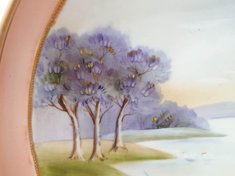 オールドノリタケ　NORITAKE　金彩　花　ハンドル付　柔らかな色彩が美しいボウル(M-NIPPON印、風景、ハンドペイント、プレート、深皿、洋食器)(R-082747)