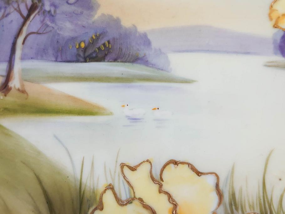 オールドノリタケ　NORITAKE　金彩　花　ハンドル付　柔らかな色彩が美しいボウル(M-NIPPON印、風景、ハンドペイント、プレート、深皿、洋食器)(R-082747)