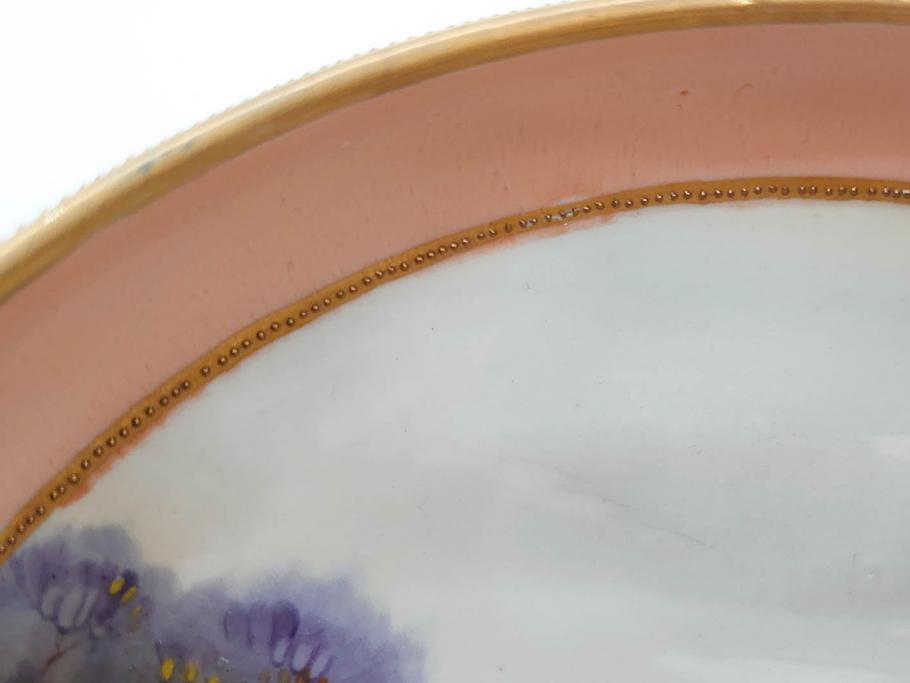 オールドノリタケ　NORITAKE　金彩　花　ハンドル付　柔らかな色彩が美しいボウル(M-NIPPON印、風景、ハンドペイント、プレート、深皿、洋食器)(R-082747)