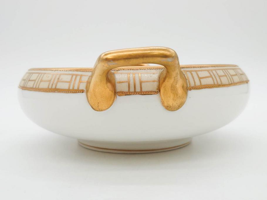 オールドノリタケ　NORITAKE　金彩　花　ハンドル付　柔らかな色彩が美しいボウル(M-NIPPON印、風景、ハンドペイント、プレート、深皿、洋食器)(R-082747)