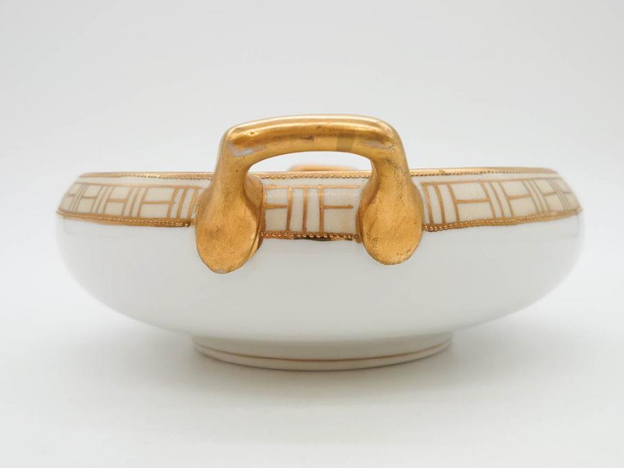 オールドノリタケ　NORITAKE　金彩　花　ハンドル付　柔らかな色彩が美しいボウル(M-NIPPON印、風景、ハンドペイント、プレート、深皿、洋食器)(R-082747)
