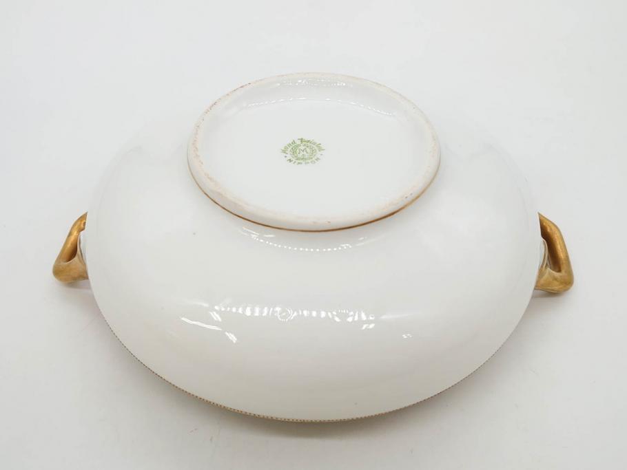 オールドノリタケ　NORITAKE　金彩　花　ハンドル付　柔らかな色彩が美しいボウル(M-NIPPON印、風景、ハンドペイント、プレート、深皿、洋食器)(R-082747)