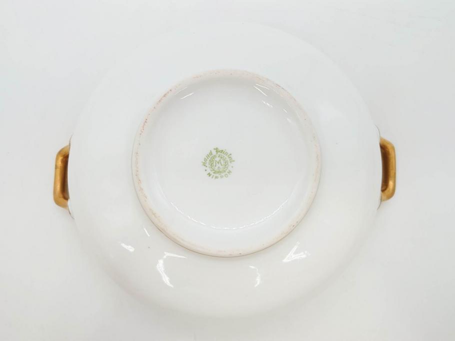 オールドノリタケ　NORITAKE　金彩　花　ハンドル付　柔らかな色彩が美しいボウル(M-NIPPON印、風景、ハンドペイント、プレート、深皿、洋食器)(R-082747)