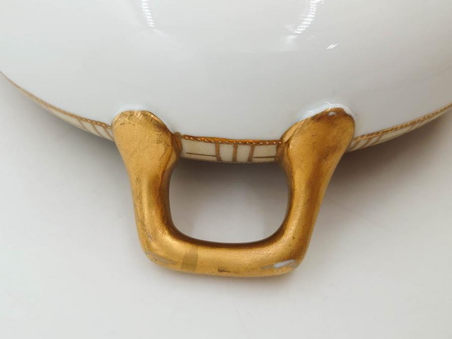 オールドノリタケ　NORITAKE　金彩　花　ハンドル付　柔らかな色彩が美しいボウル(M-NIPPON印、風景、ハンドペイント、プレート、深皿、洋食器)(R-082747)