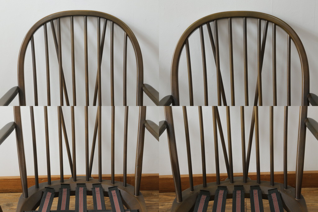 イギリスビンテージ　ERCOL(アーコール)　優雅でクラシカルな雰囲気を高める1人掛けソファ2脚セット(アームチェア、1Pソファ、一人掛け、椅子、イス、ヴィンテージ、英国)(R-069040)