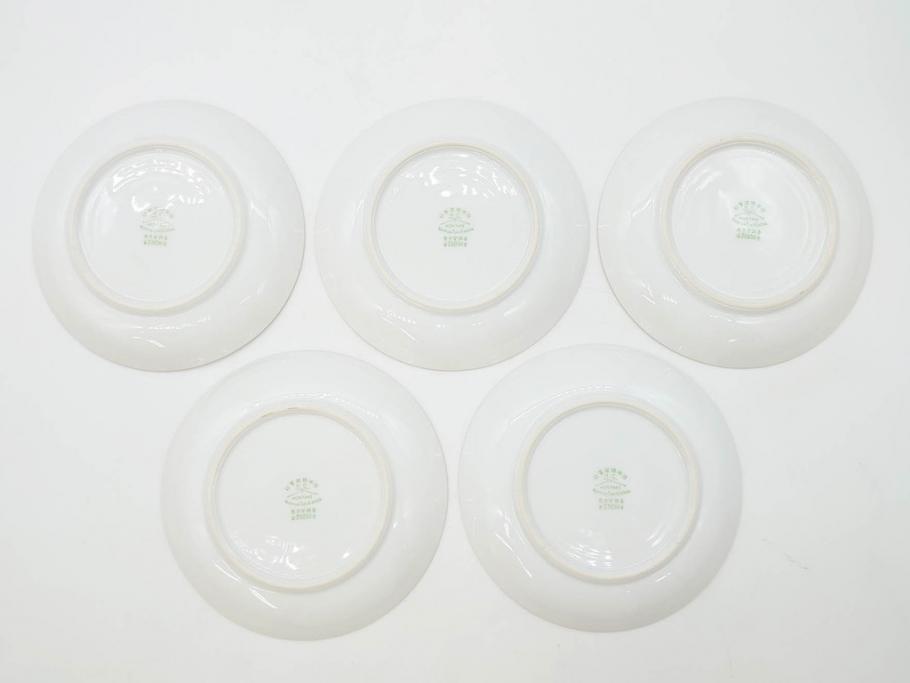 オールドノリタケ　NORITAKE　ヤジロベー印　ピンク　品よく可愛らしいカップ&ソーサー5客セット(花、金彩、C&S、日本陶器會社、洋食器)(R-082748)
