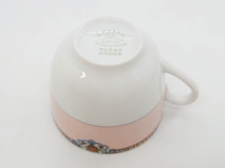 オールドノリタケ　NORITAKE　ヤジロベー印　ピンク　品よく可愛らしいカップ&ソーサー5客セット(花、金彩、C&S、日本陶器會社、洋食器)(R-082748)