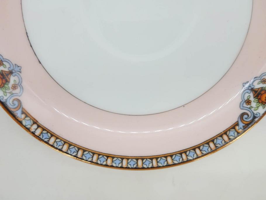 オールドノリタケ　NORITAKE　ヤジロベー印　ピンク　品よく可愛らしいカップ&ソーサー5客セット(花、金彩、C&S、日本陶器會社、洋食器)(R-082748)
