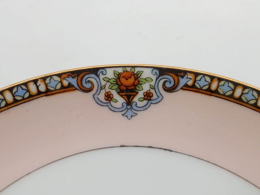 オールドノリタケ　NORITAKE　ヤジロベー印　ピンク　品よく可愛らしいカップ&ソーサー5客セット(花、金彩、C&S、日本陶器會社、洋食器)(R-082748)