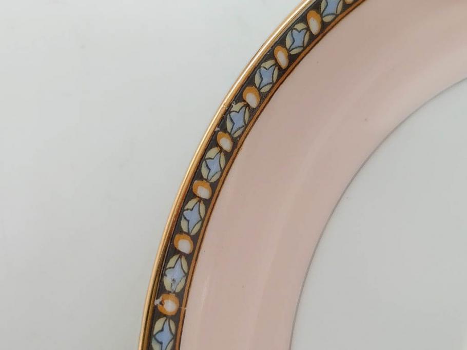 オールドノリタケ　NORITAKE　ヤジロベー印　ピンク　品よく可愛らしいカップ&ソーサー5客セット(花、金彩、C&S、日本陶器會社、洋食器)(R-082748)
