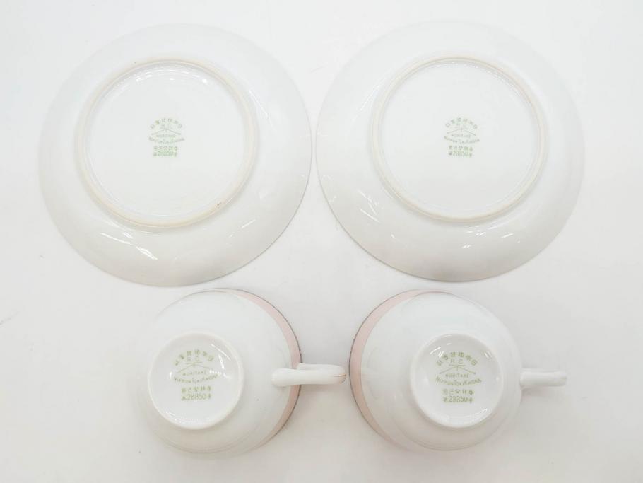 オールドノリタケ　NORITAKE　ヤジロベー印　ピンク　品よく可愛らしいカップ&ソーサー5客セット(花、金彩、C&S、日本陶器會社、洋食器)(R-082748)