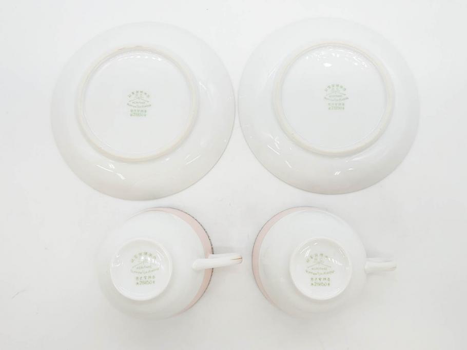 オールドノリタケ　NORITAKE　ヤジロベー印　ピンク　品よく可愛らしいカップ&ソーサー5客セット(花、金彩、C&S、日本陶器會社、洋食器)(R-082748)