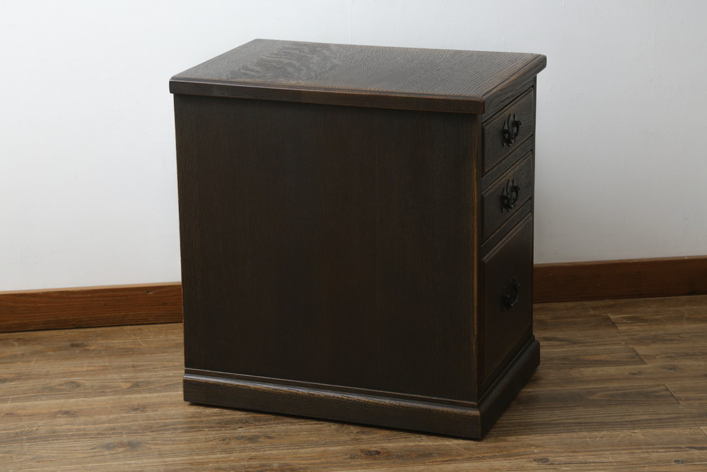 中古　飛騨産業　キツツキ　PROVINCIAL(プロヴィンシャル・プロビンシャル)　味わい深い木の色味が魅力的なキャスター付きデスクワゴン(脇机、サイドチェスト、ナイトテーブル、引き出し)(R-073732)