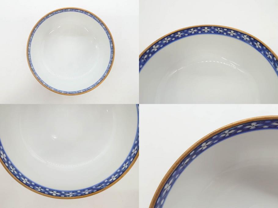 オールドノリタケ　NORITAKE　花唐草文　赤絵　金彩　3.2寸・3.7寸・4寸　食卓を華やかに彩る蓋付き茶碗4客&小鉢4客セット(器、どんぶり、深鉢、深皿、向付、マルキ印、和皿、和食器、三寸二分、三寸七分、四寸)(R-082749)