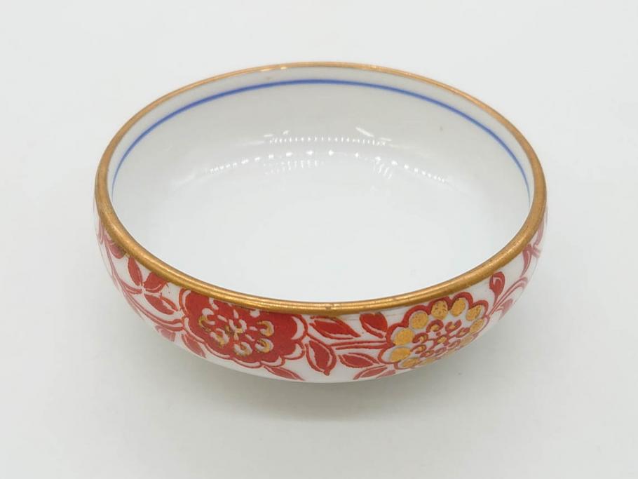 オールドノリタケ　NORITAKE　花唐草文　赤絵　金彩　2.3寸・3.2寸・5.1寸　食卓に映える鮮やかな色彩が魅力の皿10枚&小鉢4客セット(小皿、中皿、器、深鉢、深皿、向付、マルキ印、和皿、和食器、二寸三分、三寸二分、五寸一分)(R-082750)