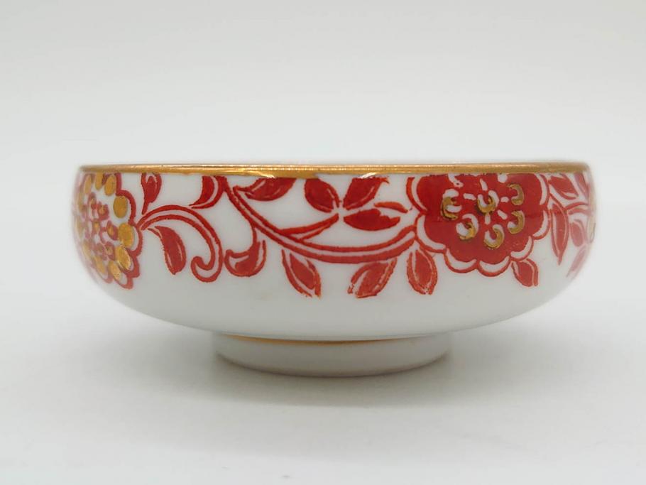 オールドノリタケ　NORITAKE　花唐草文　赤絵　金彩　2.3寸・3.2寸・5.1寸　食卓に映える鮮やかな色彩が魅力の皿10枚&小鉢4客セット(小皿、中皿、器、深鉢、深皿、向付、マルキ印、和皿、和食器、二寸三分、三寸二分、五寸一分)(R-082750)