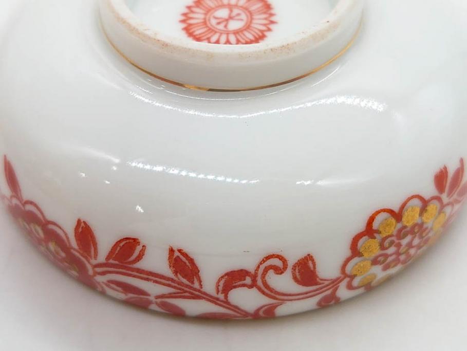 オールドノリタケ　NORITAKE　花唐草文　赤絵　金彩　2.3寸・3.2寸・5.1寸　食卓に映える鮮やかな色彩が魅力の皿10枚&小鉢4客セット(小皿、中皿、器、深鉢、深皿、向付、マルキ印、和皿、和食器、二寸三分、三寸二分、五寸一分)(R-082750)