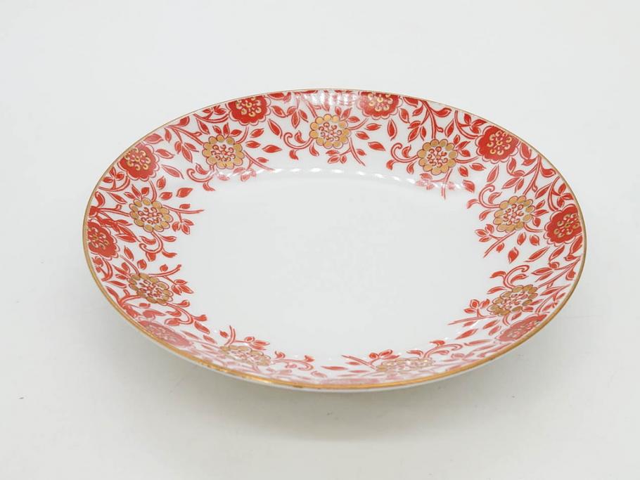 オールドノリタケ　NORITAKE　花唐草文　赤絵　金彩　2.3寸・3.2寸・5.1寸　食卓に映える鮮やかな色彩が魅力の皿10枚&小鉢4客セット(小皿、中皿、器、深鉢、深皿、向付、マルキ印、和皿、和食器、二寸三分、三寸二分、五寸一分)(R-082750)