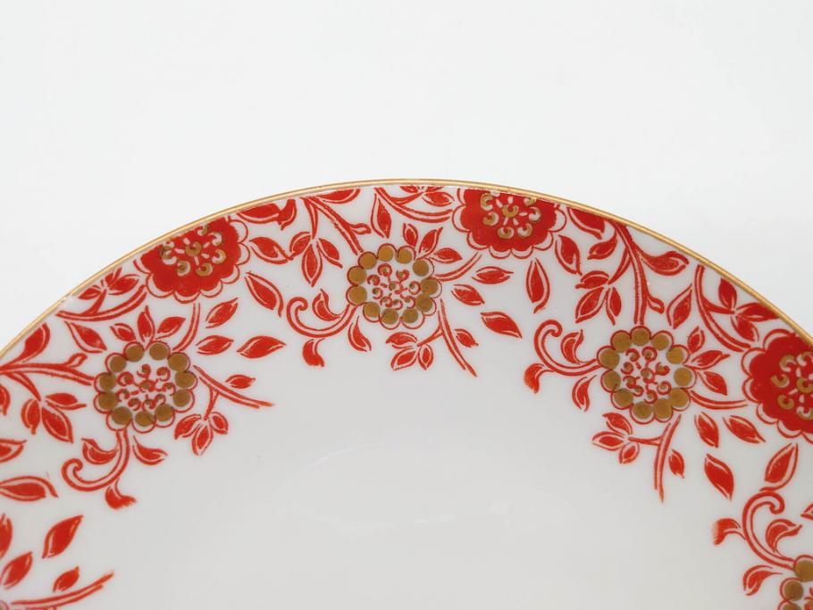 オールドノリタケ　NORITAKE　花唐草文　赤絵　金彩　2.3寸・3.2寸・5.1寸　食卓に映える鮮やかな色彩が魅力の皿10枚&小鉢4客セット(小皿、中皿、器、深鉢、深皿、向付、マルキ印、和皿、和食器、二寸三分、三寸二分、五寸一分)(R-082750)