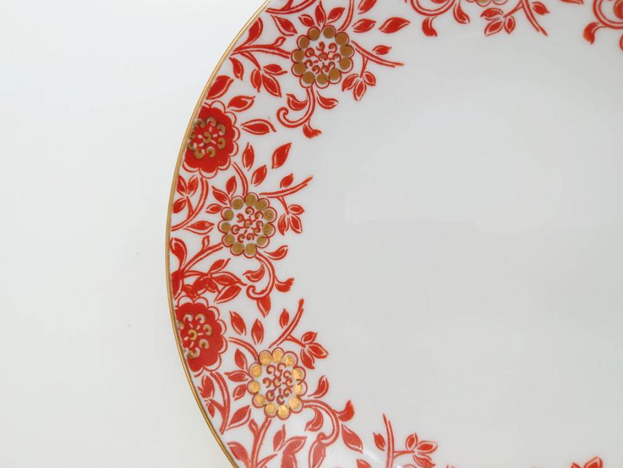 オールドノリタケ　NORITAKE　花唐草文　赤絵　金彩　2.3寸・3.2寸・5.1寸　食卓に映える鮮やかな色彩が魅力の皿10枚&小鉢4客セット(小皿、中皿、器、深鉢、深皿、向付、マルキ印、和皿、和食器、二寸三分、三寸二分、五寸一分)(R-082750)