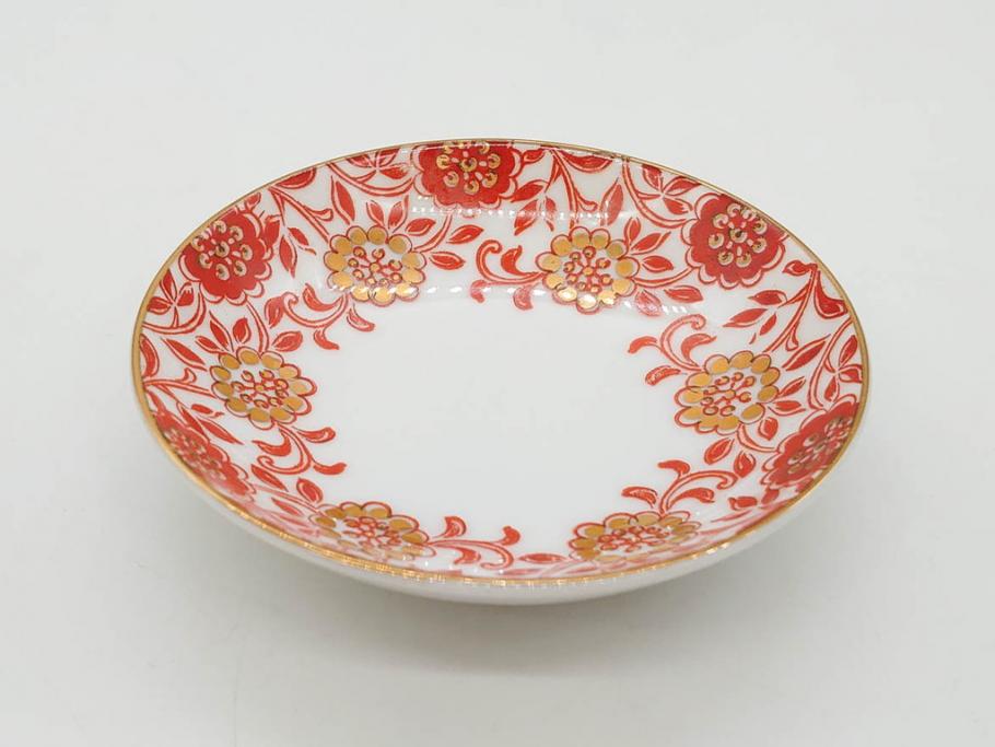 オールドノリタケ　NORITAKE　花唐草文　赤絵　金彩　2.3寸・3.2寸・5.1寸　食卓に映える鮮やかな色彩が魅力の皿10枚&小鉢4客セット(小皿、中皿、器、深鉢、深皿、向付、マルキ印、和皿、和食器、二寸三分、三寸二分、五寸一分)(R-082750)