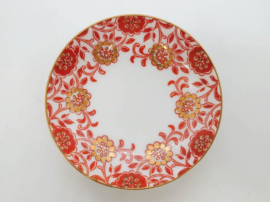 オールドノリタケ　NORITAKE　花唐草文　赤絵　金彩　2.3寸・3.2寸・5.1寸　食卓に映える鮮やかな色彩が魅力の皿10枚&小鉢4客セット(小皿、中皿、器、深鉢、深皿、向付、マルキ印、和皿、和食器、二寸三分、三寸二分、五寸一分)(R-082750)