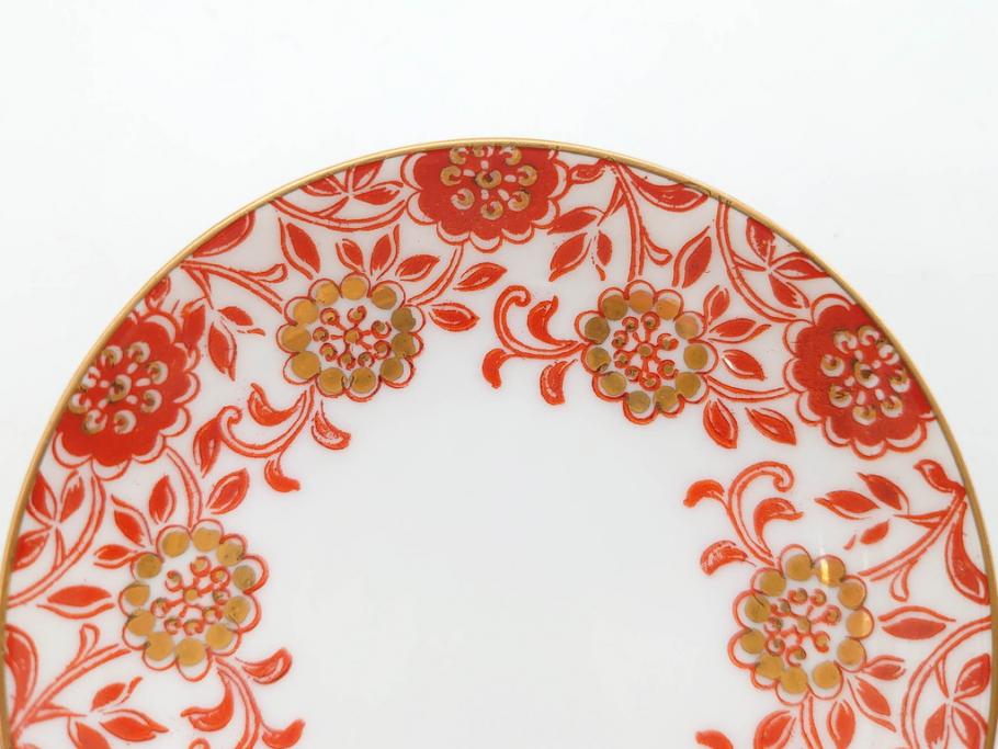 オールドノリタケ　NORITAKE　花唐草文　赤絵　金彩　2.3寸・3.2寸・5.1寸　食卓に映える鮮やかな色彩が魅力の皿10枚&小鉢4客セット(小皿、中皿、器、深鉢、深皿、向付、マルキ印、和皿、和食器、二寸三分、三寸二分、五寸一分)(R-082750)