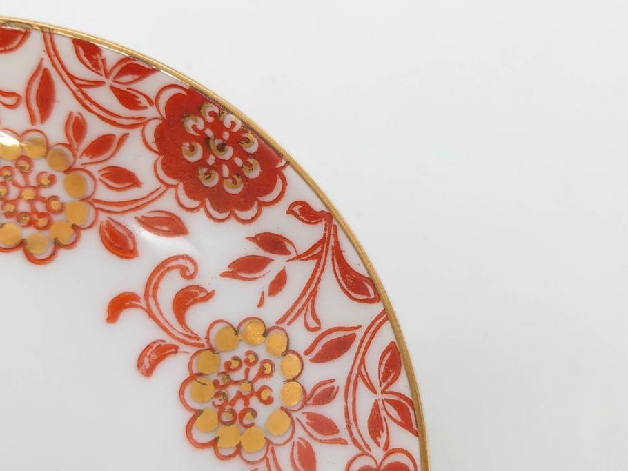 オールドノリタケ　NORITAKE　花唐草文　赤絵　金彩　2.3寸・3.2寸・5.1寸　食卓に映える鮮やかな色彩が魅力の皿10枚&小鉢4客セット(小皿、中皿、器、深鉢、深皿、向付、マルキ印、和皿、和食器、二寸三分、三寸二分、五寸一分)(R-082750)