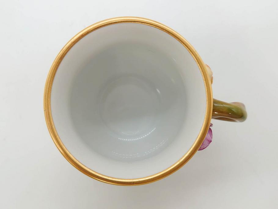 デンマーク　ROYAL COPENHAGEN(ロイヤルコペンハーゲン)　フローラダニカ　優雅で気品に満ちた蓋付きカップ&ソーサー(金彩、花、カスタードポット、マスタード、蓋物、洋食器、C&S、北欧)(R-082752)
