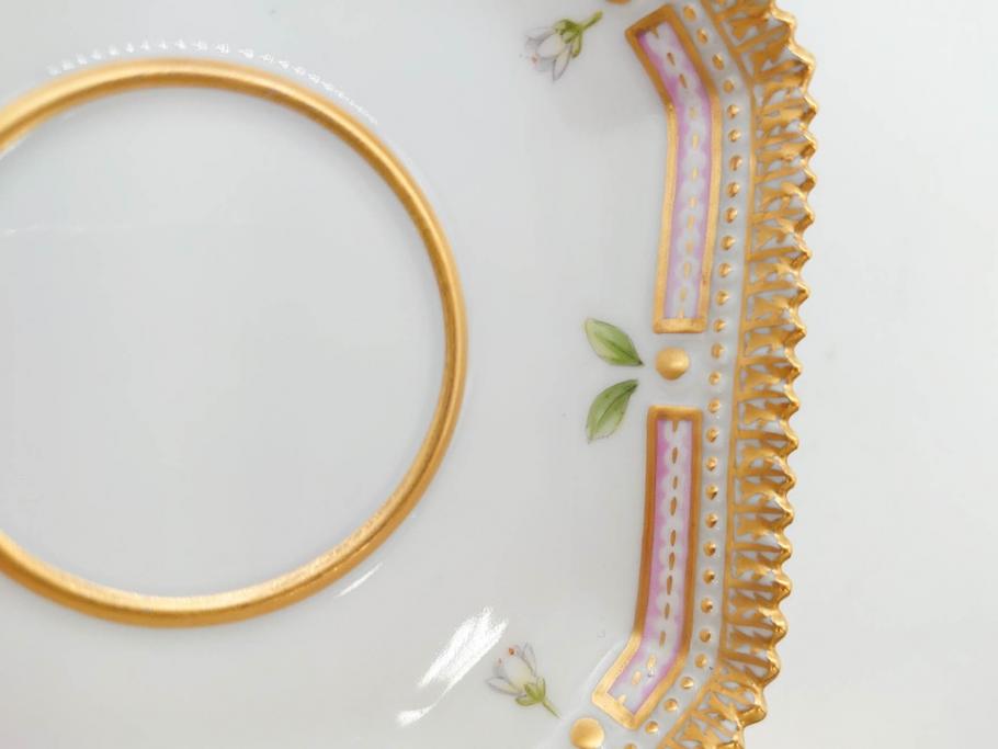 デンマーク　ROYAL COPENHAGEN(ロイヤルコペンハーゲン)　フローラダニカ　優雅で気品に満ちた蓋付きカップ&ソーサー(金彩、花、カスタードポット、マスタード、蓋物、洋食器、C&S、北欧)(R-082752)