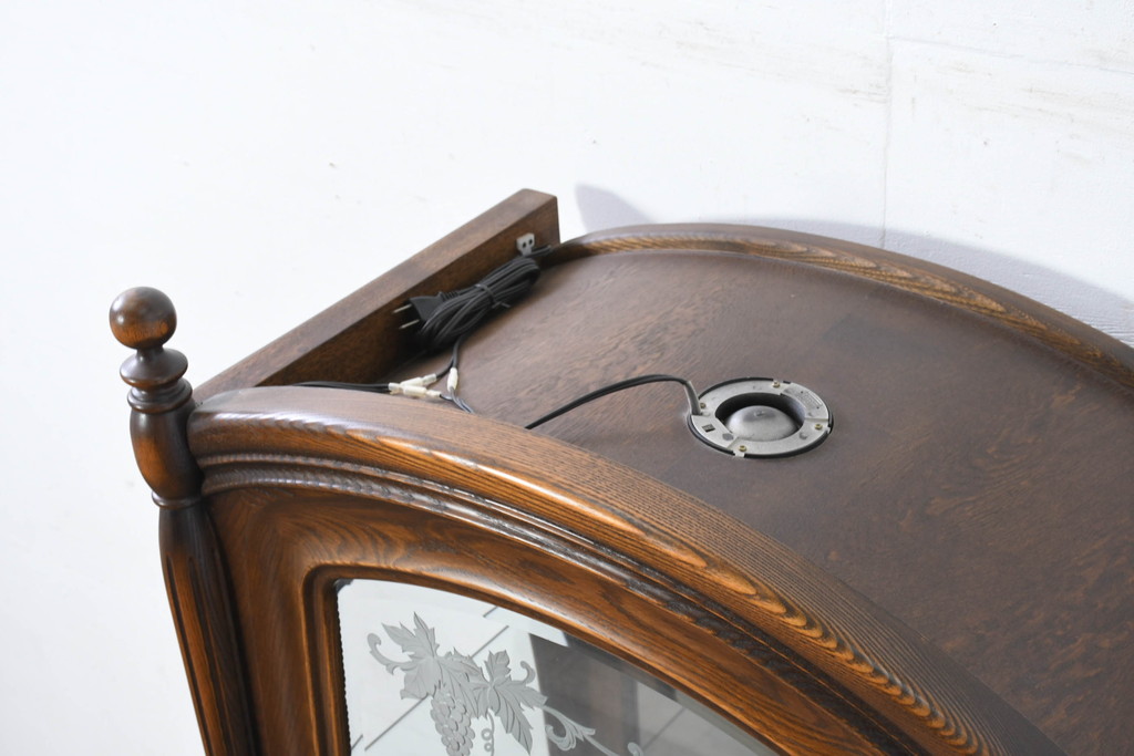 中古　美品!!　希少な廃番品　松永工房　Continue(カンティーニュ)　ハープギャラリー　置くだけで絵になる!!大胆で優雅なハープデザインが目を惹くキュリオケース(ガラスケース、ショーケース、ディスプレイラック、コレクションケース、飾り棚、陳列棚、店舗什器)(定価約76万円)(R-082137)