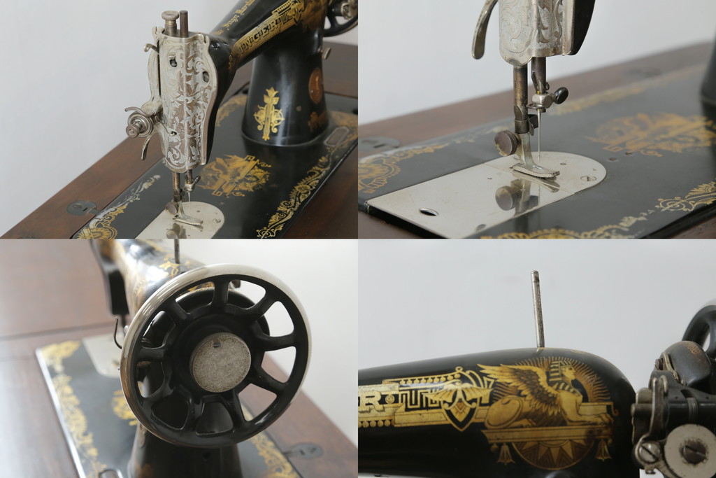 ジャンク品　イギリスアンティーク　SINGER(シンガー)社　置くだけで絵になる素敵な足踏みミシン(シンガーミシン、ミシンテーブル、ミシン台、工業用ミシン、サイドテーブル、ディスプレイ、英国)(R-065801)
