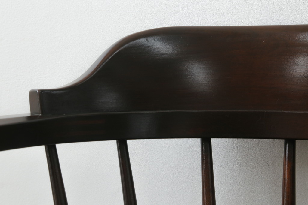 中古　美品　松本民芸家具　#91型　落ち着きのある大人カフェ風インテリアが叶うキャプテンチェア2脚セット(アームチェア、板座チェア、ダイニングチェア、椅子、イス)(定価2脚で約26万円)(R-073728)