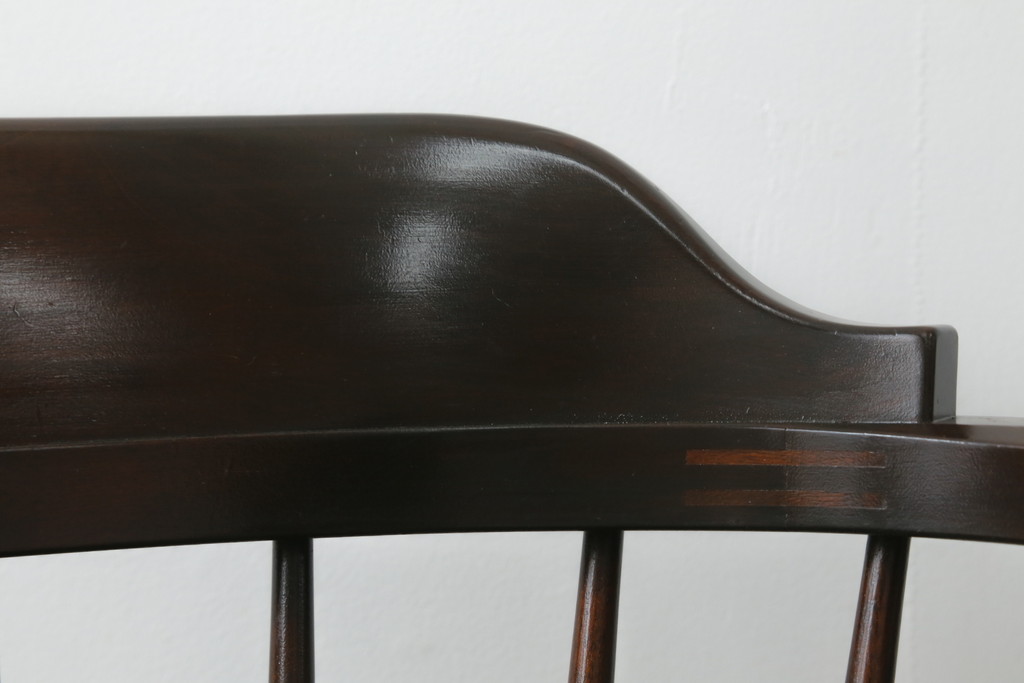 中古　美品　松本民芸家具　#91型　落ち着きのある大人カフェ風インテリアが叶うキャプテンチェア2脚セット(アームチェア、板座チェア、ダイニングチェア、椅子、イス)(定価2脚で約26万円)(R-073728)