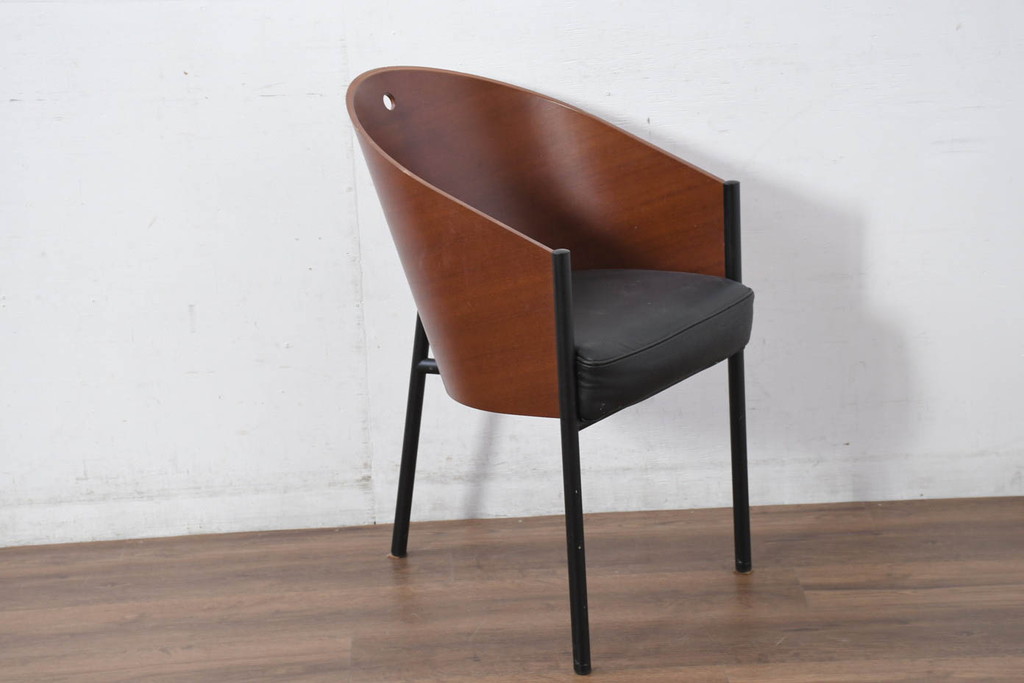 イタリアビンテージ　名作希少品!!　ドリアデ(Driade)　コステス(COSTES)　フィリップ・スタルク(Philippe Starck)デザイン　流線形のフォルムが美しいダイニングチェア2脚セット(椅子、イス、ヴィンテージ、バラ売り可能)(R-082288)