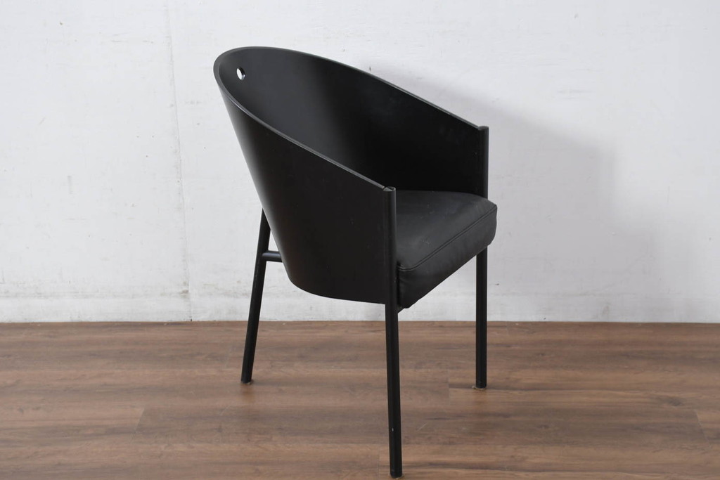 イタリアビンテージ　名作希少品!!　ドリアデ(Driade)　コステス(COSTES)　フィリップ・スタルク(Philippe Starck)デザイン　流線形のフォルムが美しいダイニングチェア2脚セット(椅子、イス、ヴィンテージ、バラ売り可能)(R-082289)