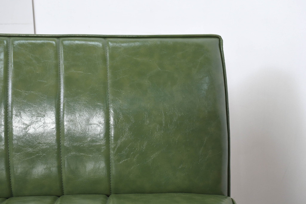 中古　美品　UP TOWN FURNITURE(アップタウン・ファニチャー)　PULLEY(プーリー)　合皮　レトロな色使いがおしゃれな2人掛けカウチソファ(二人掛け、2Pソファ、コーナーソファ)(R-081930)