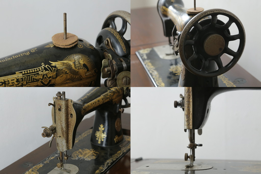 ジャンク品　イギリスアンティーク　SINGER(シンガー)社　置くだけで絵になる素敵な足踏みミシン(シンガーミシン、ミシンテーブル、ミシン台、工業用ミシン、サイドテーブル、ディスプレイ、英国)(R-069450)