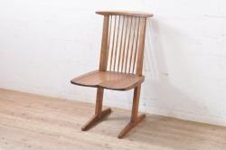 和製ビンテージ　ジョージナカシマ　希少!!　契りあり　小田急ハルク購入　桜製作所　コノイドチェア(CONOID CHAIR)　CN101　スタイリッシュな佇まいのサイドチェア(板座チェア、ダイニングチェア、椅子、イス、アレー型、鼓、千切り止め、ヴィンテージ)(R-068124)