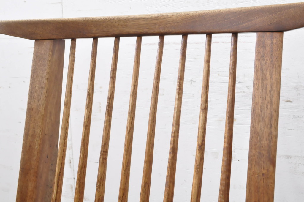和製ビンテージ　ジョージナカシマ　希少!!　契りあり　小田急ハルク購入　桜製作所　コノイドチェア(CONOID CHAIR)　CN101　スタイリッシュな佇まいのサイドチェア(ジョージ・ナカシマ、板座チェア、ダイニングチェア、椅子、イス、アレー型、鼓、千切り止め、ヴィンテージ)(R-068124)