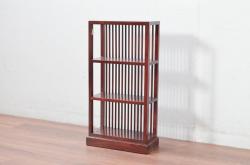 中古　美品　唐木　上品な縦格子が和の美しさを漂わせる小振りな飾り棚(陳列棚、花梨棚、ディスプレイラック、収納棚、オープンラック)(R-081846)