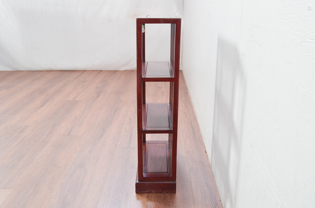 中古　美品　唐木　上品な縦格子が和の美しさを漂わせる小振りな飾り棚(陳列棚、花梨棚、ディスプレイラック、収納棚、オープンラック)(R-081846)