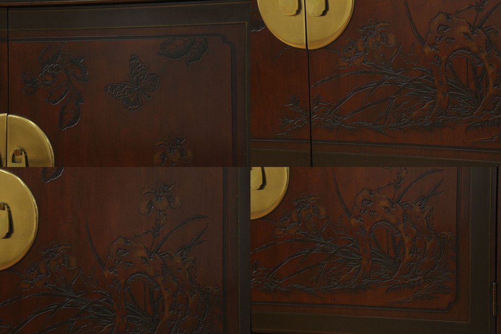 中古　美品　DREXEL HERITAGE(ドレクセルヘリテイジ)　シノワズリ様式　上品な佇まいが美しいチャイナキャビネット(定価約340万円)(食器棚、キュリオケース、ガラスケース、ショーケース、戸棚、飾り棚)(R-059661)