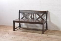 中古　希少な絶版品　カリモク家具(karimoku)　ルスティック(RUSTIC)　カントリースタイルの空間づくりにおすすめな2人掛けベンチ(長椅子、板座チェア)(R-073942)