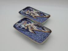 アンティーク雑貨　明治期　共箱　根来塗お膳5客セット(木製漆器、和食器)(R-042191)