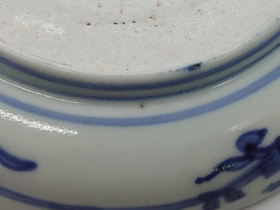 江戸期 古伊万里 染付 蛸唐草 松竹梅 4寸皿 約12.5cm 伊万里焼の