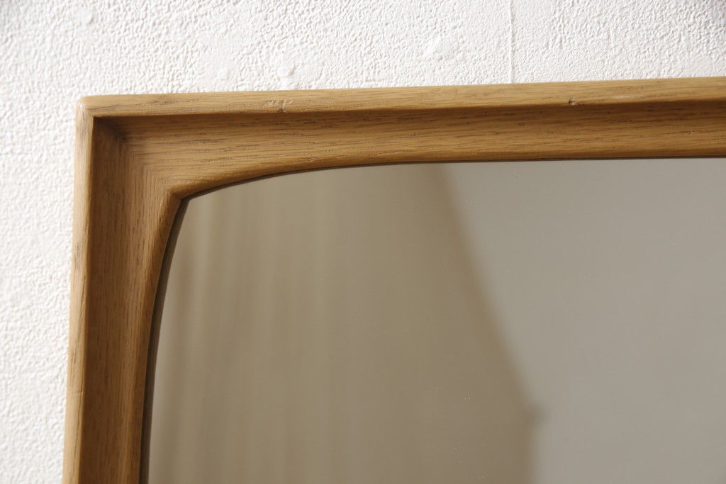 北欧ビンテージ　オーク材　シンプルなデザインが魅力的なウォールミラー(鏡、姿見、ヴィンテージ)(R-053174)